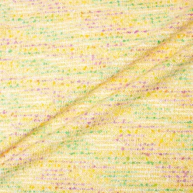 Yellow Cotton Blend Purple & Green Flecked Bouclé